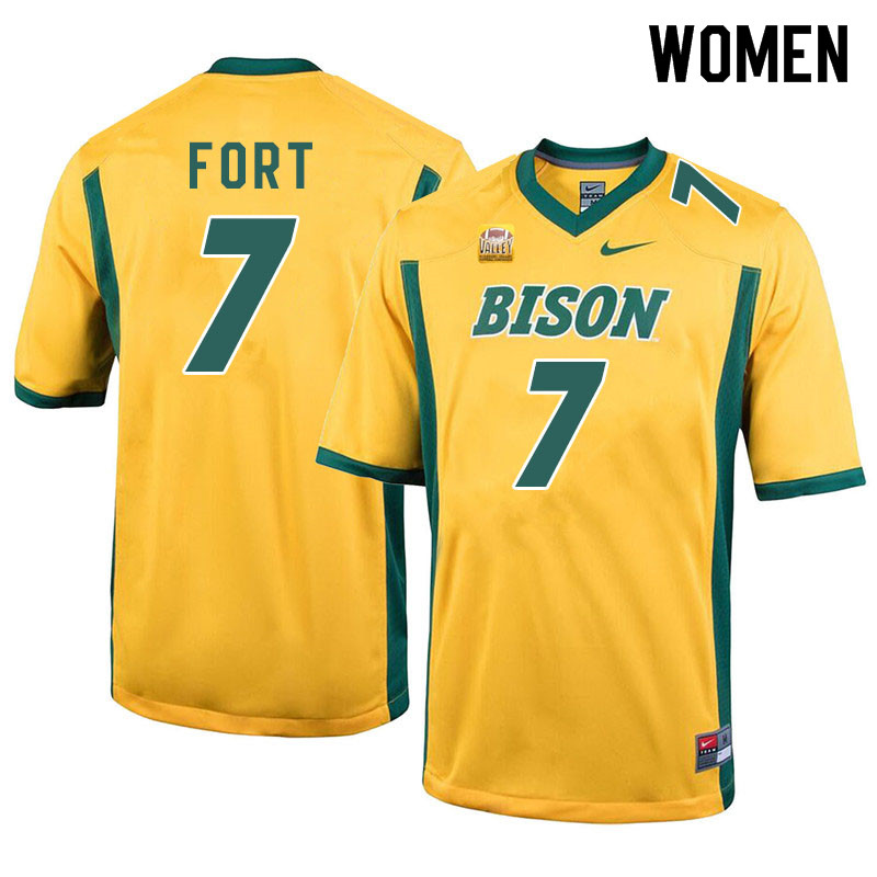 Women #7 Tre Fort North Dakota State Bison College Football Jerseys Sale-Yellow - Click Image to Close